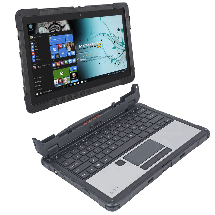 Tablette KX-11X - Tablet-PC 2-en1 tactile durci militarisée IP65 incassable, étanche, très grande autonomie - KX-11X - SANTIANNE