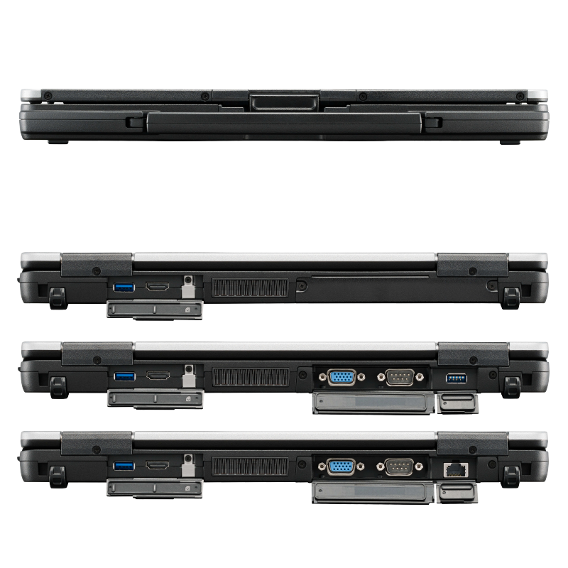SANTIANNE Toughbook FZ55-MK1 HD Toughbook FZ55 Full-HD - FZ55 HD assemblé sur mesure - Face avant et face arrière (baie modulaire arrière)